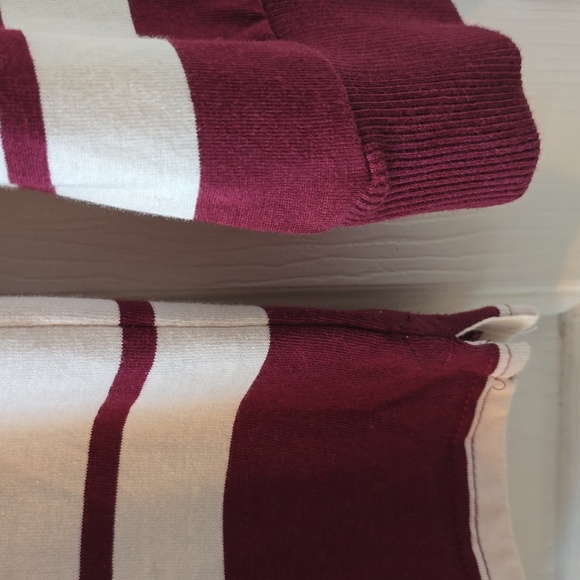 SONOMA BRAND BOYS BURGUNDY AND IVORY STRIPED RUGBY POLO SHIRT SIZE XL - Picture 6 of 13